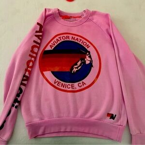 Aviator nation pink crew neck sweatshirt!! Size xs